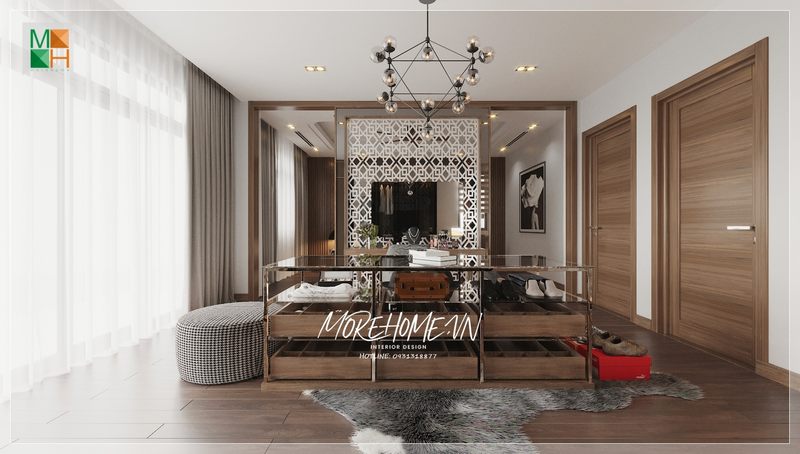 Mang cả sự tiện nghi và ấn tượng đến với không gian sống của gia đình với mẫu thiết kế phòng thay đồ hiện đại, sang trọng.